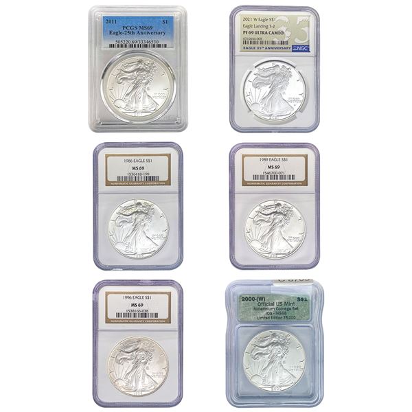 1986-2021 [6] ASE Proof/MS Certified PCGS/NGC/ICG