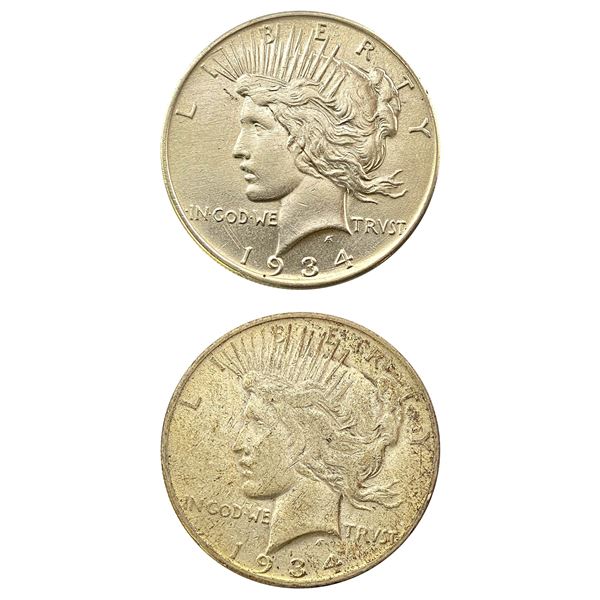 1934 P & S [2] Morgan Silver Dollar