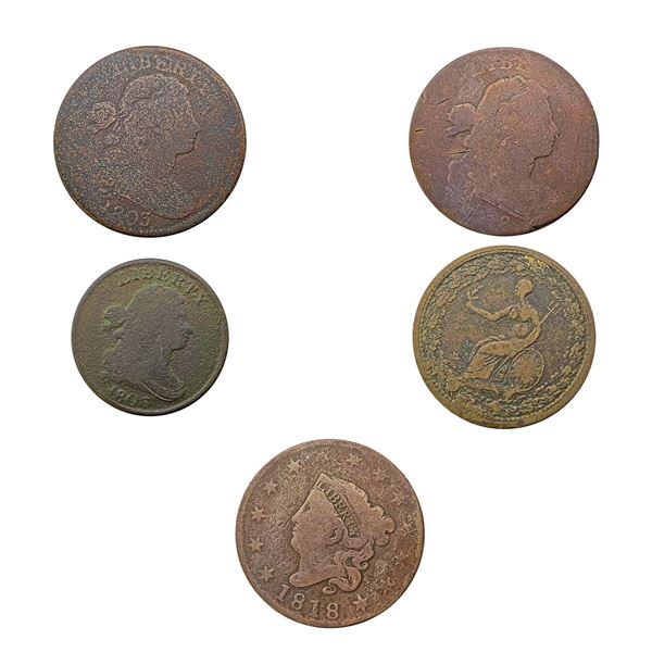 1798-1818 [5] U.S Copper Type Lot