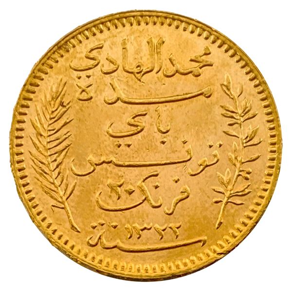1904 Tunisie Gold 20 Francs