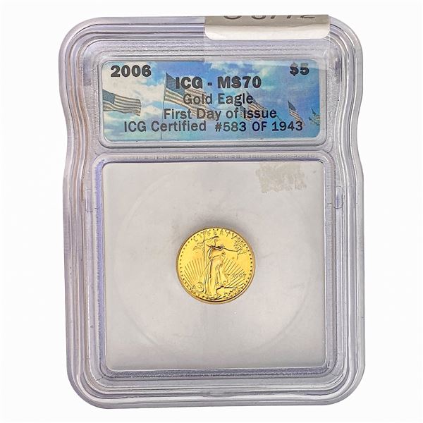 2006 1/10oz $5 AGE  ICG MS70