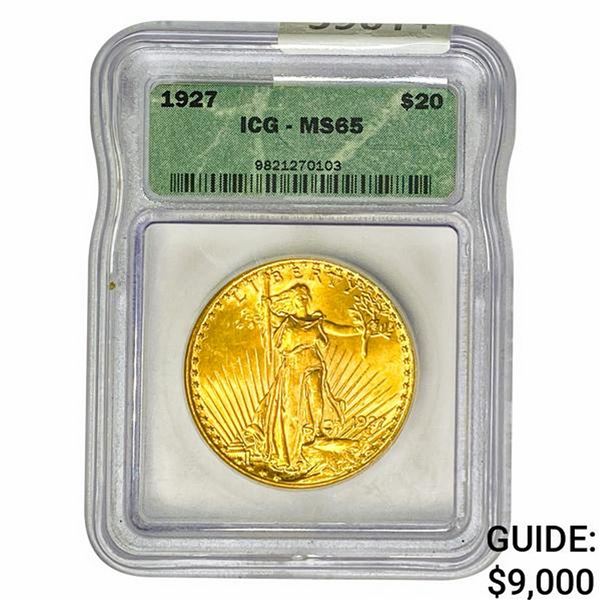 1927 $20 Gold Double Eagle ICG MS65