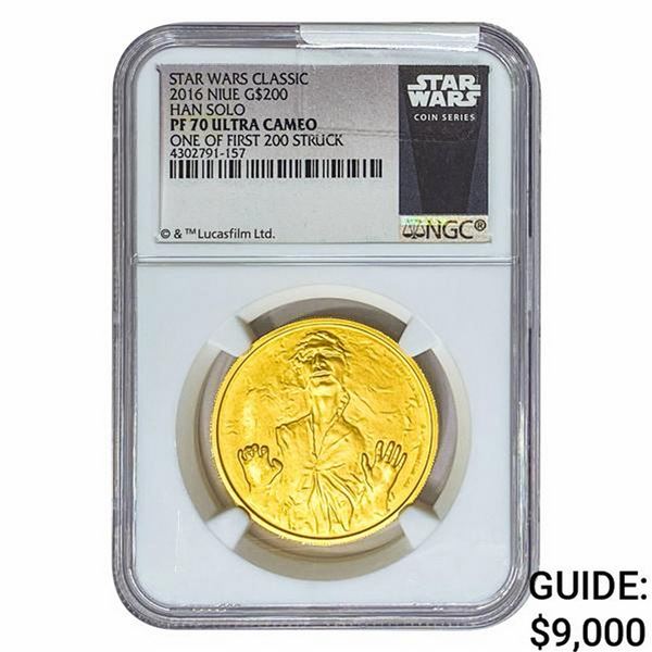 2016 1oz Gold $200 Nuie - Han Solo NGC PF70