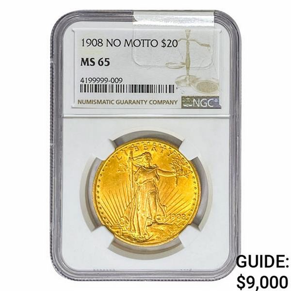 1908 $20 Gold Double Eagle NGC MS65