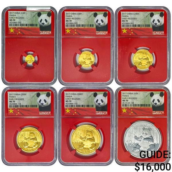 [6]2017 Gold/Silver China Panda 10Y-500Y NGC MS70