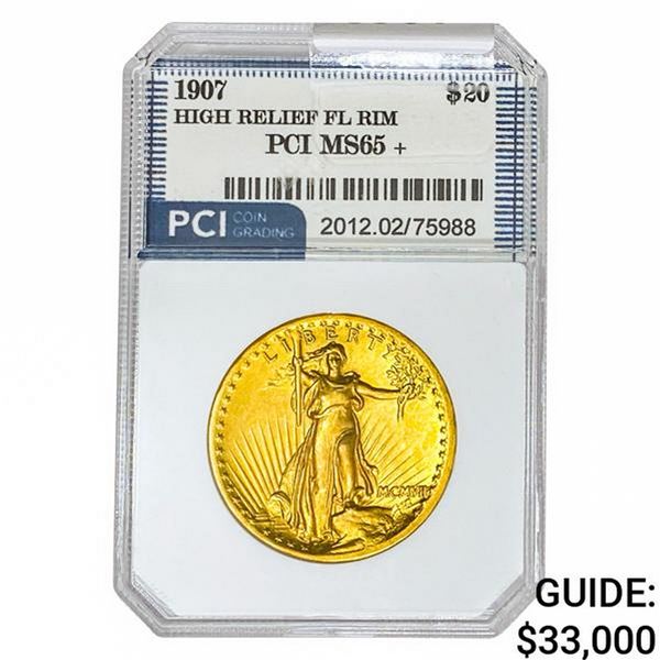 1907 $20 Gold Double Eagle PCI MS65+ HR FL RIM