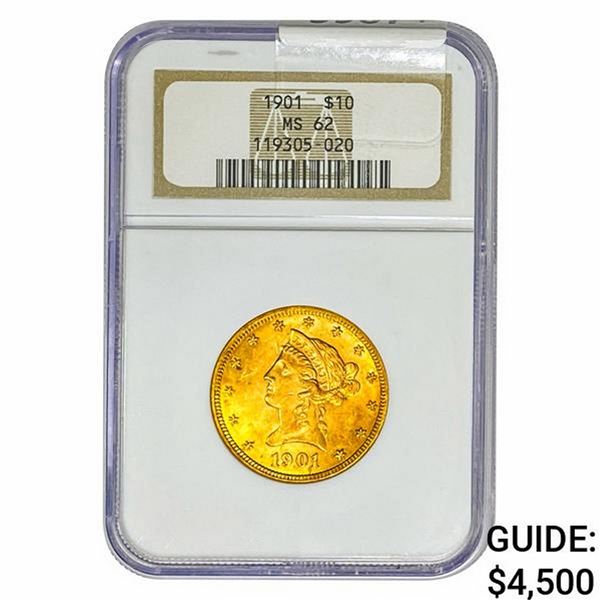 1901 $10 Gold Eagle NGC MS62