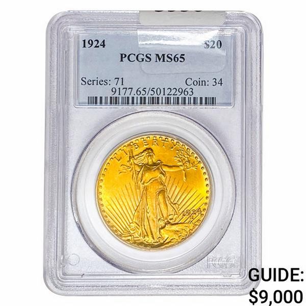 1924 $20 Gold Double Eagle PCGS MS65