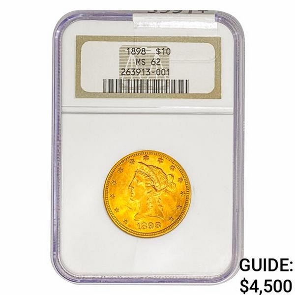 1898 $10 Gold Eagle NGC MS62