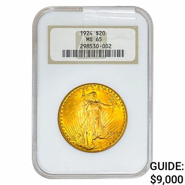 1924 $20 Gold Double Eagle NGC MS65