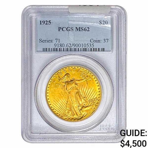 1925 $20 Gold Double Eagle PCGS MS62