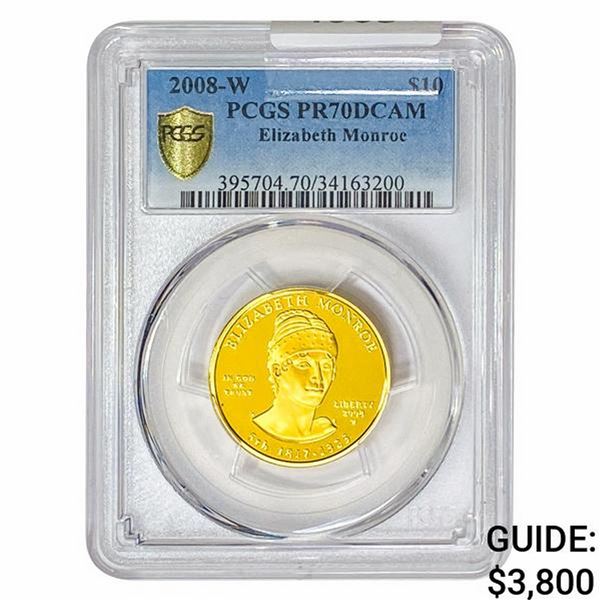 2008-W 1/2oz Gold $10 Elizabeth Monroe PCGS PR70