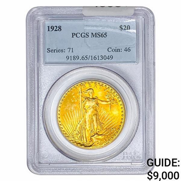 1928 $20 Gold Double Eagle PCGS MS65
