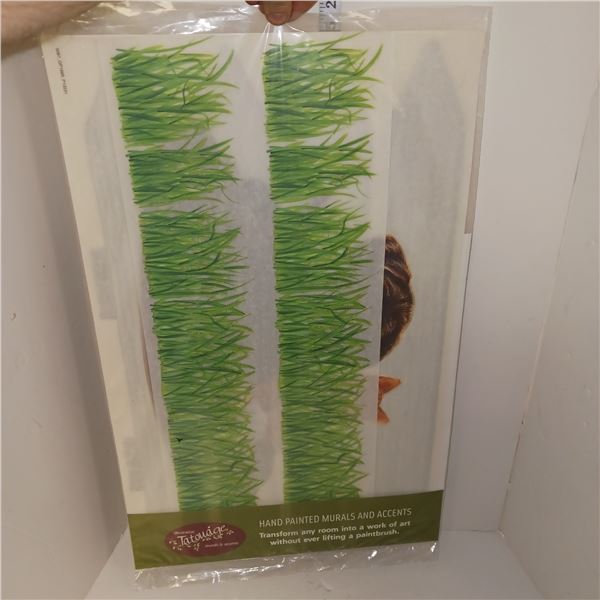 Tatouage Hand Painted Murals 1 Dog & Cat 1 Grass 4 Fence Each Sheet is 15 x 24 inches