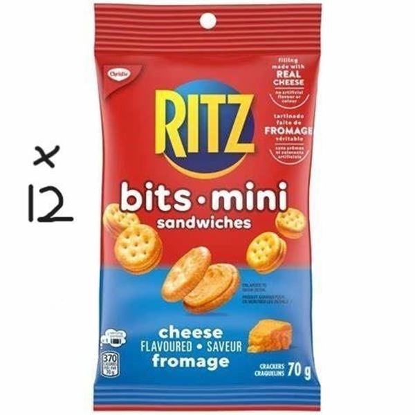 Box of 12 Ritz Bits Mini Cheese Sandwiches - 70 grams each package - Total of 12 Packages - BB Oct 2