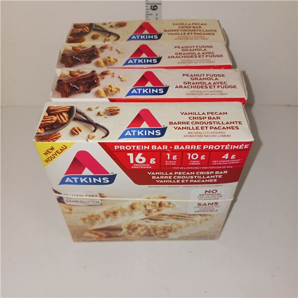 Lot of 4 Boxes Atkins Vanilla Pecan Crisp Protein Bars (5 bars in each box) - BB JUN 2024