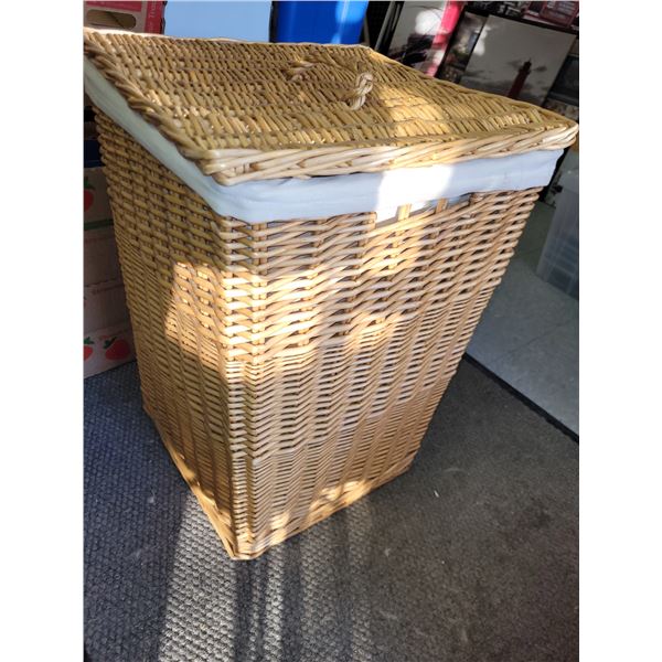 Tall Wicker Lined Laundry Hamper with Lid