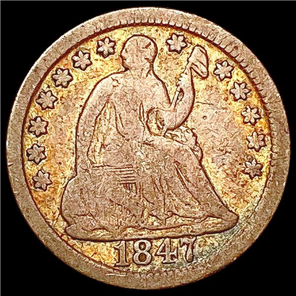 1847 Seated Liberty Half Dime NICELY CIRCULATED