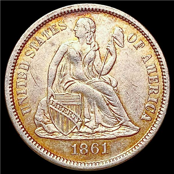 1861 Seated Liberty Dime CHOICE AU