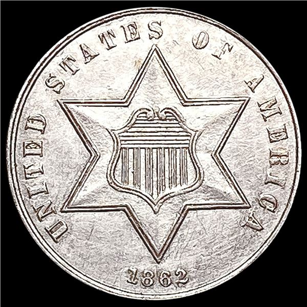 1862 Silver Three Cent UNCIRCULATED