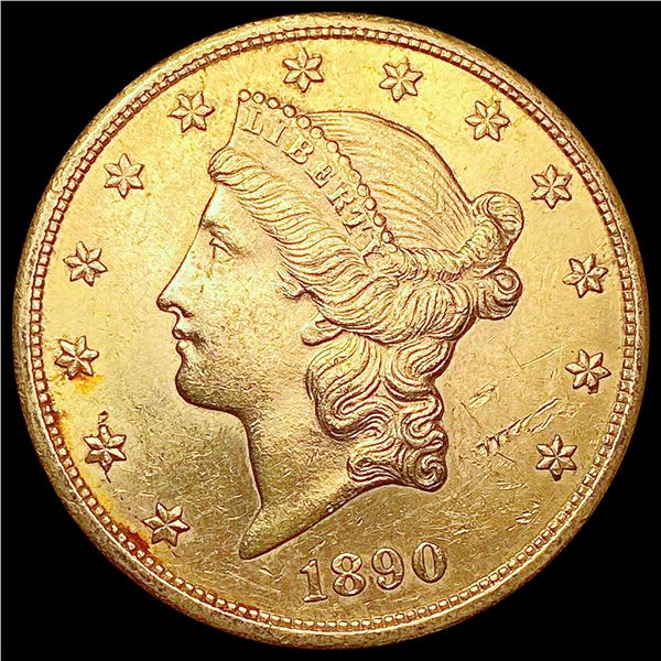 1890-S $20 Gold Double Eagle CLOSELY UNCIRCULATED