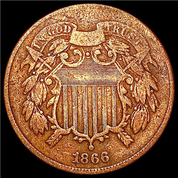 1866 Two Cent Piece NEARLY UNCIRCULATED