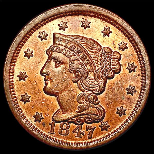 1847 Braided Hair Large Cent CLOSELY UNCIRCULATED