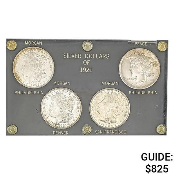 [4 pcs] 1921 Silver Dollars Display Set