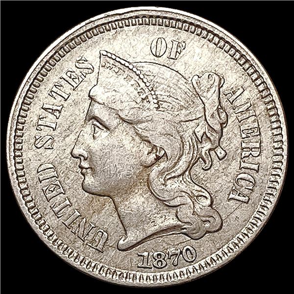 1870 Nickel Three Cent CLOSELY UNCIRCULATED