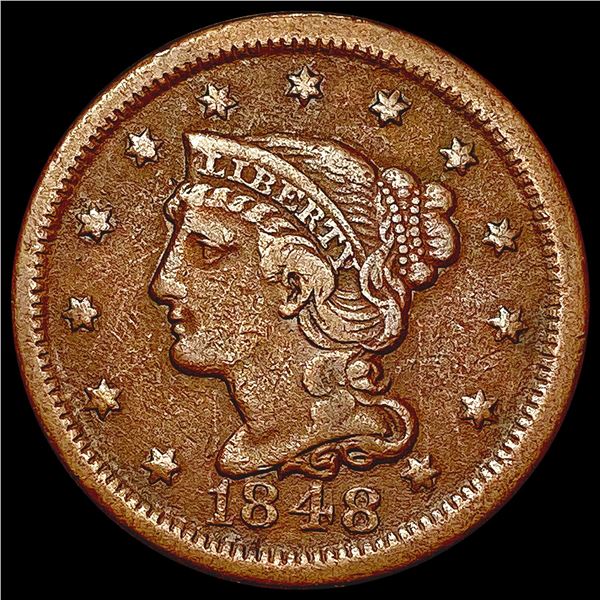 1848 Braided Hair Large Cent LIGHTLY CIRCULATED
