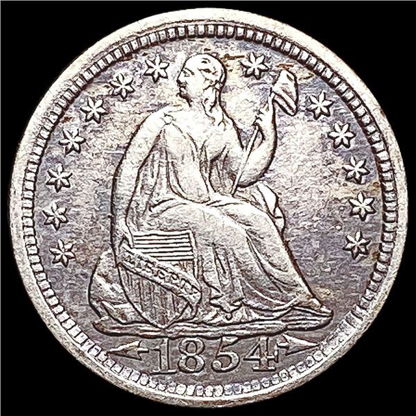 1854 Seated Liberty Half Dime CHOICE AU