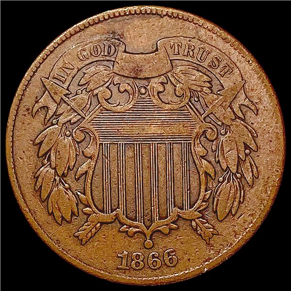 1866 Two Cent Piece NEARLY UNCIRCULATED