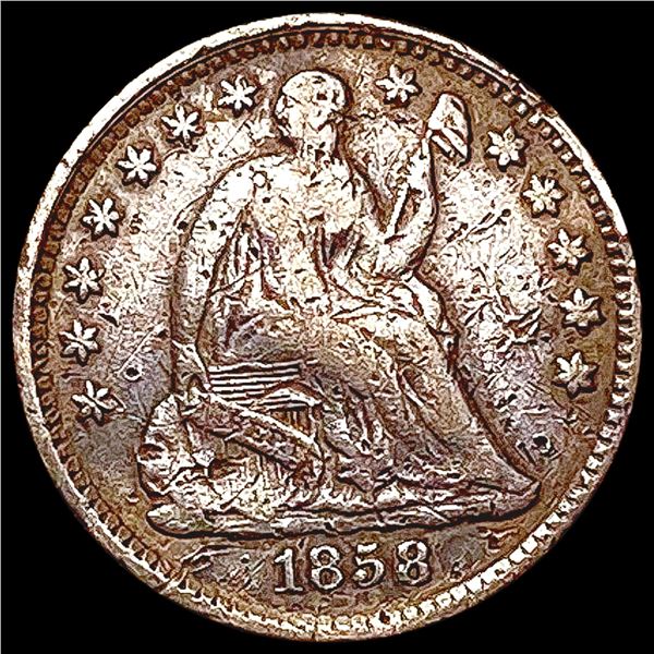 1858 Seated Liberty Half Dime NEARLY UNCIRCULATED