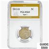 Image 1 : 1913-D Buffalo Nickel PGA MS64 Type 1