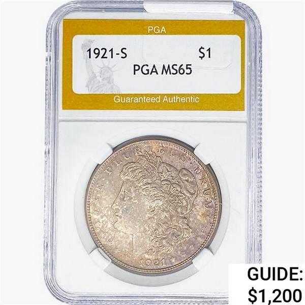 1921-S Morgan Silver Dollar PGA MS65