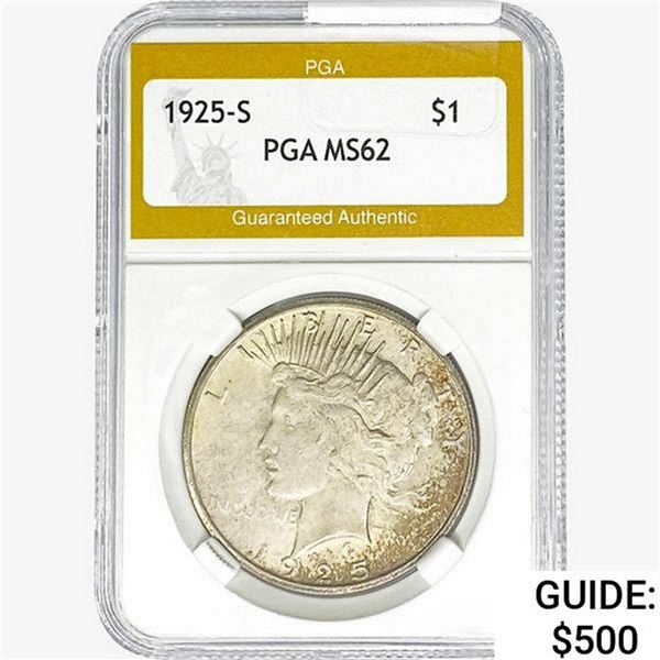 1925-S Silver Peace Dollar PGA MS62