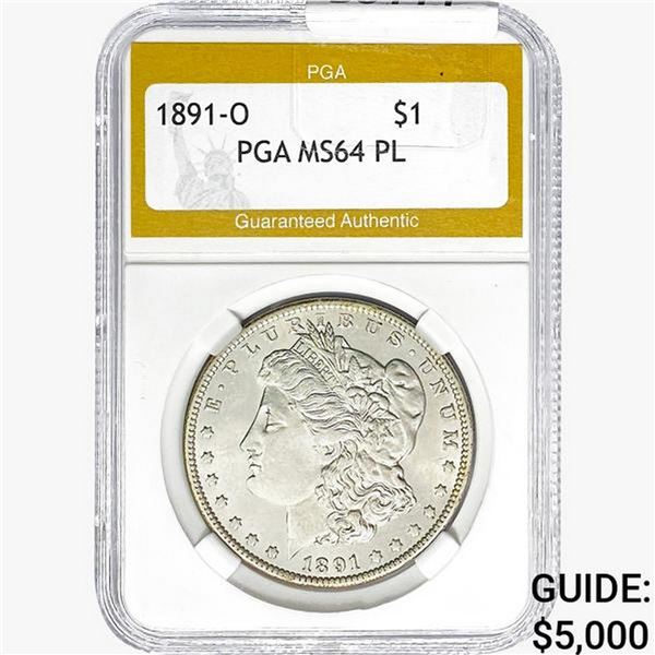 1891-O Morgan Silver Dollar PGA MS64 PL