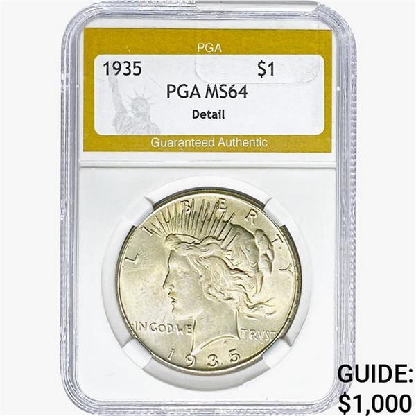 1935 Silver Peace Dollar PGA MS64 DETAIL
