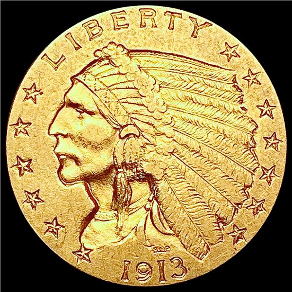 1913 $2.50 Gold Quarter Eagle CLOSELY UNCIRCULATED