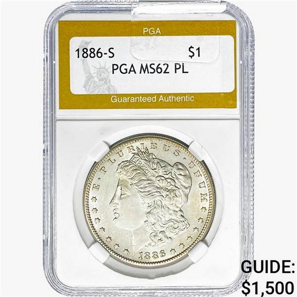 1886-S Morgan Silver Dollar PGA MS62 PL