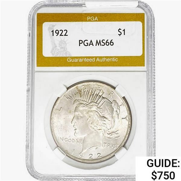 1922 Silver Peace Dollar PGA MS66