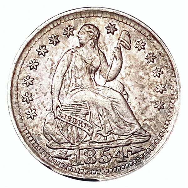 1854 Arws Seated Liberty Dime CHOICE AU