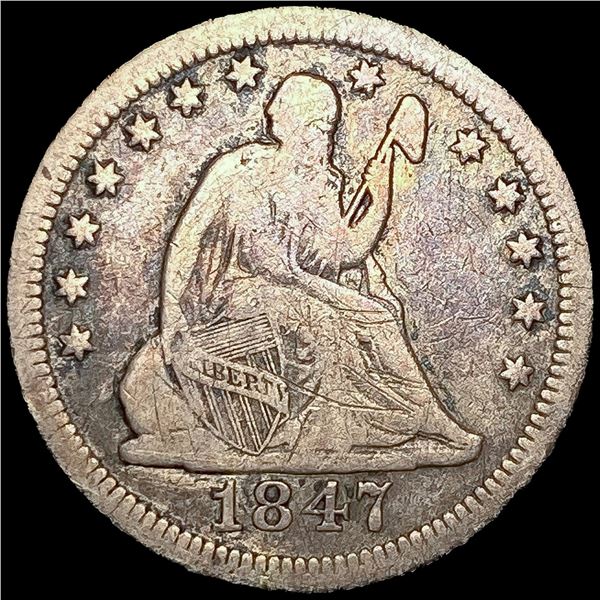 1847-O Seated Liberty Quarter NICELY CIRCULATED