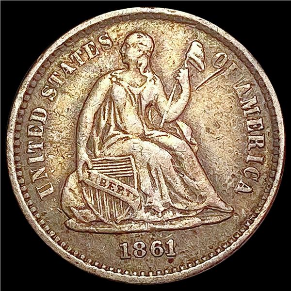 1861/ 0 Seated Liberty Half Dime NEARLY UNCIRCULAT