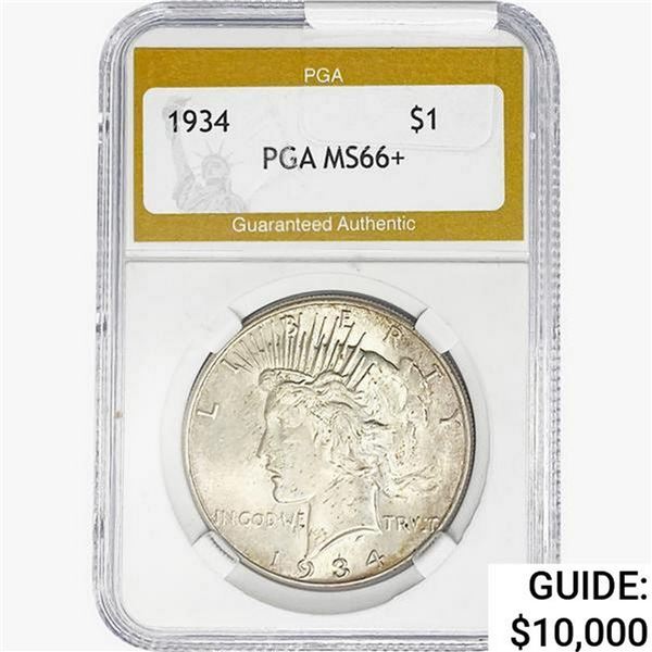 1934 Silver Peace Dollar PGA MS66+