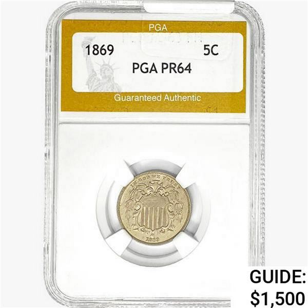 1869 Shield Nickel PGA PR64