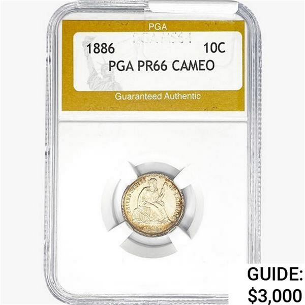 1886 Seated Liberty Dime PGA PR66 CAMEO