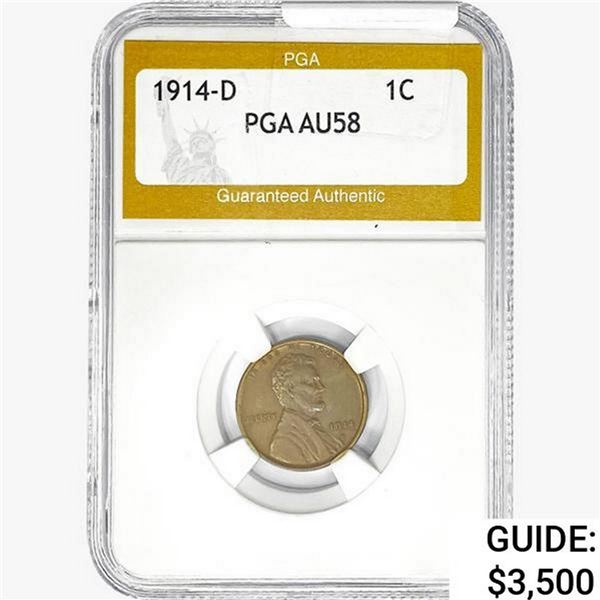 1914-D Wheat Cent PGA AU58