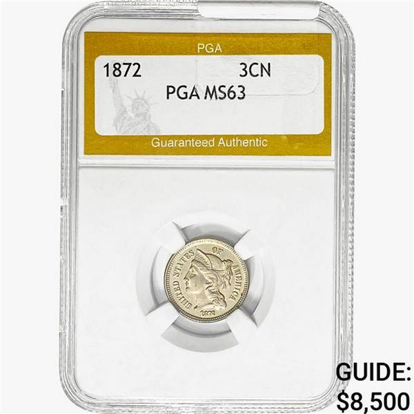 1872 Silver Three Cent PGA MS63