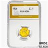 Image 1 : 1905 $2.50 Gold Quarter Eagle PGA MS66